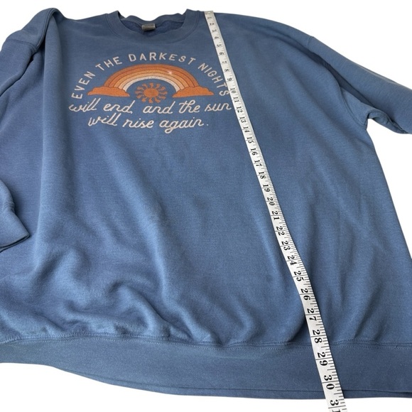 Gildan Sweatshirt Rainbow 3XL Even Darkest Nights Will End Sun Rise Heavy READ - Picture 7 of 9